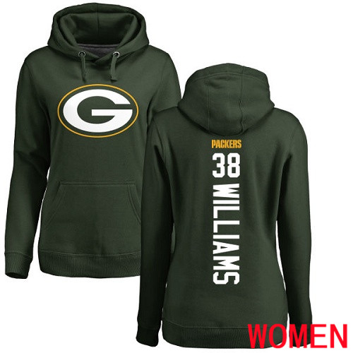 Green Bay Packers Green Women #38 Williams Tramon Backer Nike NFL Pullover Hoodie Sweatshirts
